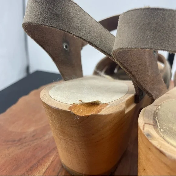 Sven Made in USA Taupe Leather Clogs heels Sz 38 7.5-8 - Picture 5 of 9